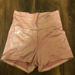 Purple sparkle holographic glitter shorts spandex